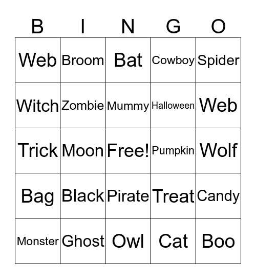 Halloween Bingo Card