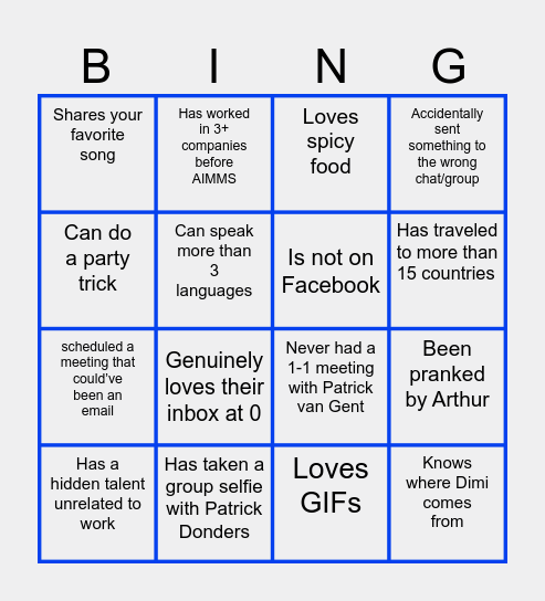 Find the co-worker, But Make It Weird Bingo Card