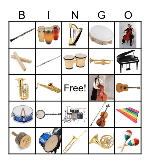Musical Instruments Bingo Card