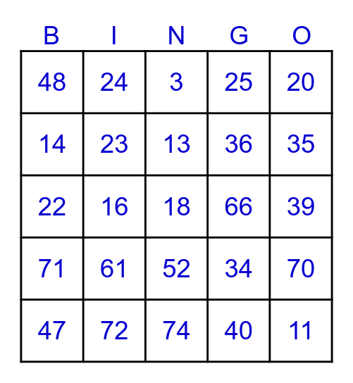 Summer Day Bingo Card