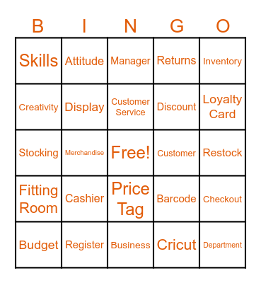 Retail Bingo Card