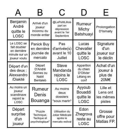 Bingo mercato LOSC Bingo Card