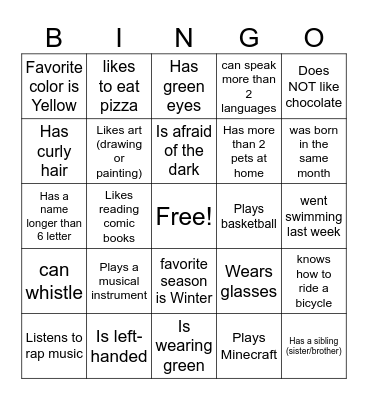 Find Someone Who... Bingo Card