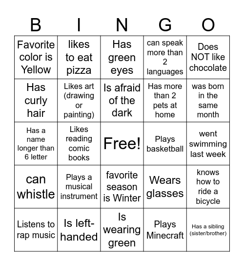 Find Someone Who... Bingo Card