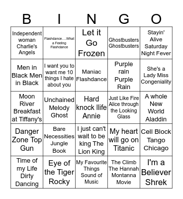 Lights, Camera, Action Bingo Card