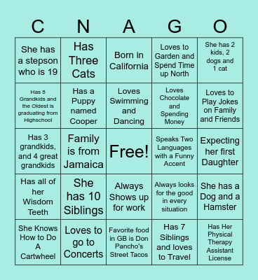 CNA Week Fun! Bingo Card