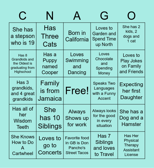 CNA Week Fun! Bingo Card