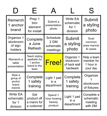 Anniversary Prep Bingo Card