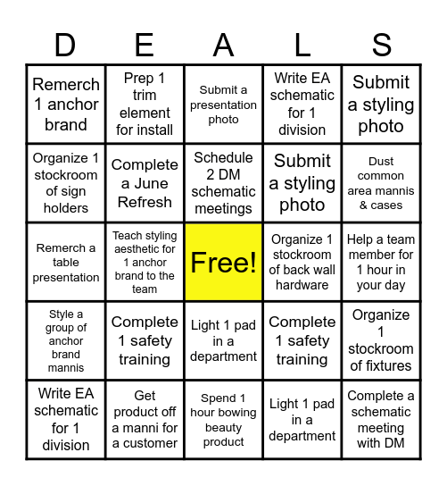 Anniversary Prep Bingo Card