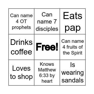 Bulembu Ladies Ministry (June 2025) Bingo Card