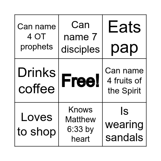 Bulembu Ladies Ministry (June 2025) Bingo Card
