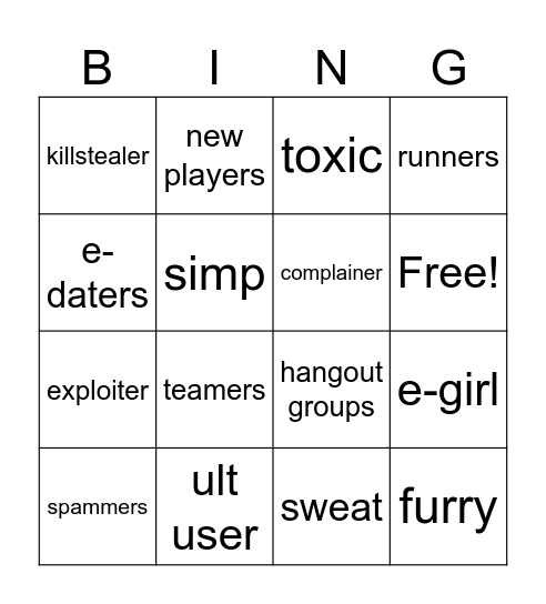 tsb bingo Card
