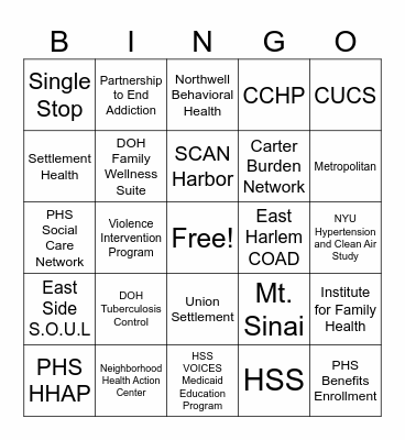 Access Harlem! Bingo Card