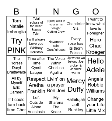 The Final Countdown Bingo Card