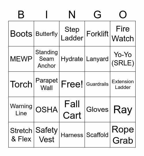 Roof Services Safety Bingo 2026 Bingo Card