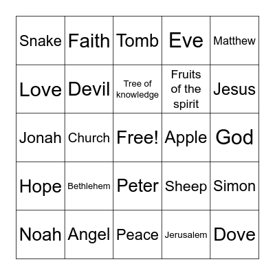 Children's Ministry Bingo Card