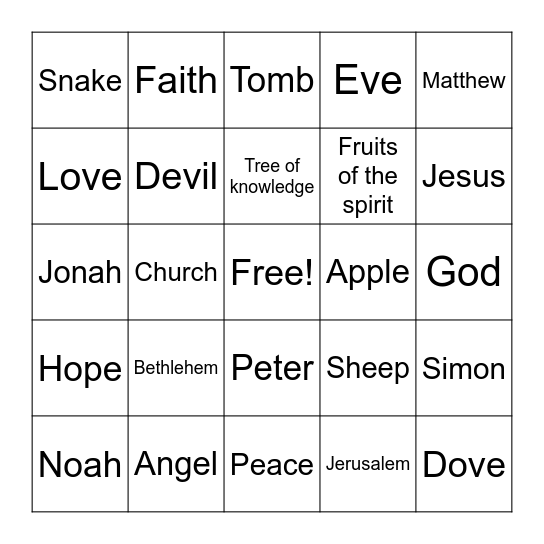 Children's Ministry Bingo Card