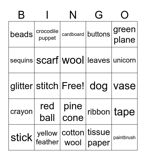 sensory bingo Card