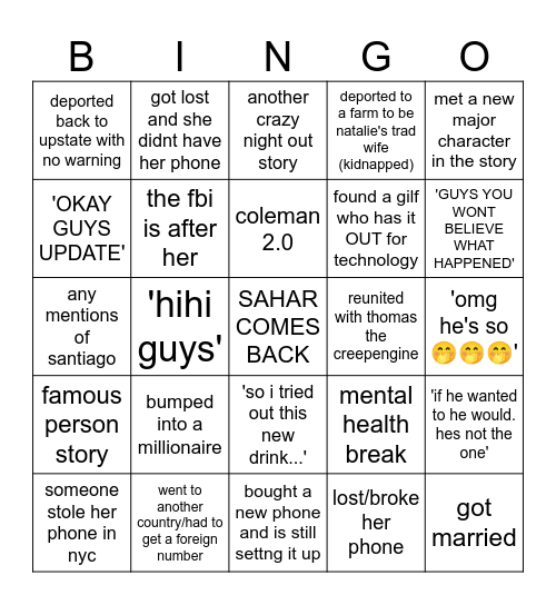 sahar's storytime bingo Card