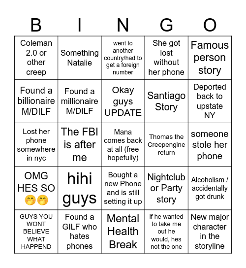 Mana comeback Story Bingo Card