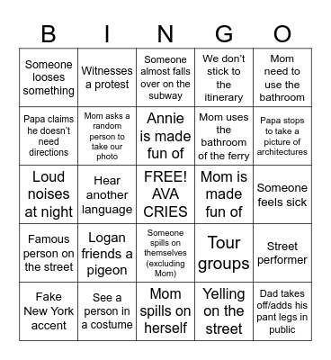 New York Bingo Card