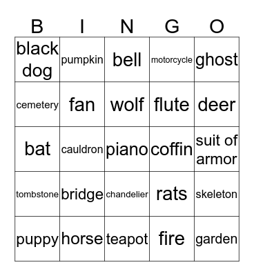 Watcher in the Woods Bingo Card