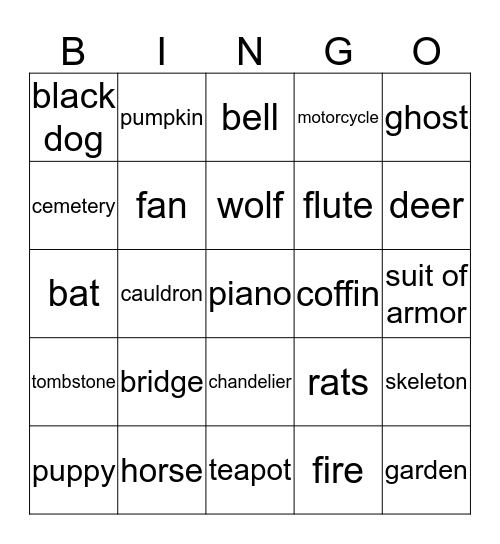Watcher in the Woods Bingo Card