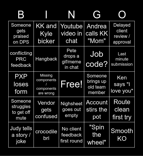 Gilead DTP Week Bingo Card