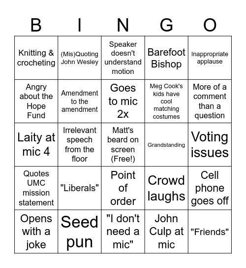 Wednesday - UMCSC 2025 - Sonseed Bingo Card