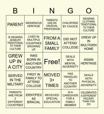 DEI BINGO 2 Bingo Card