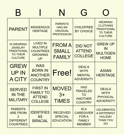 DEI BINGO 2 Bingo Card