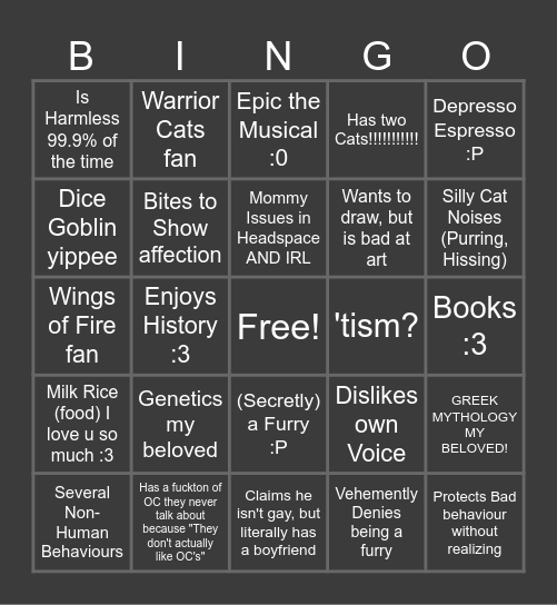 Ares Bingo Card