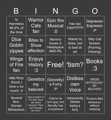 Ares Bingo Card