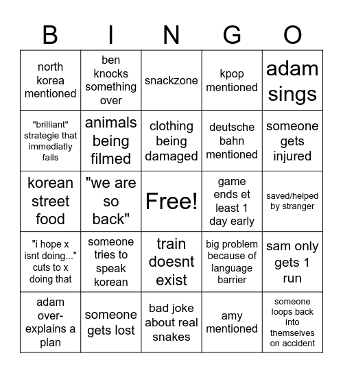 Snake - South Korea Bingo Card