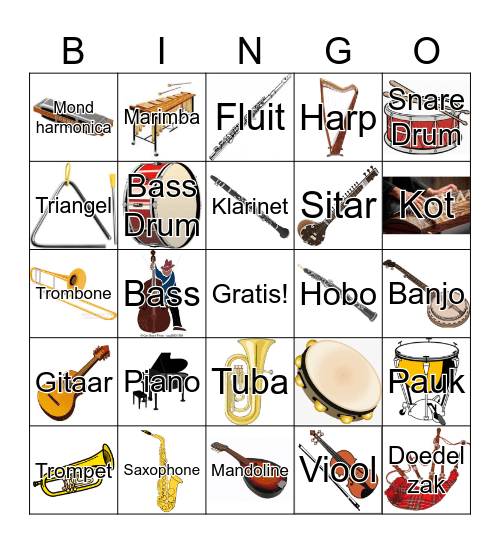 Instruments Bingo Card
