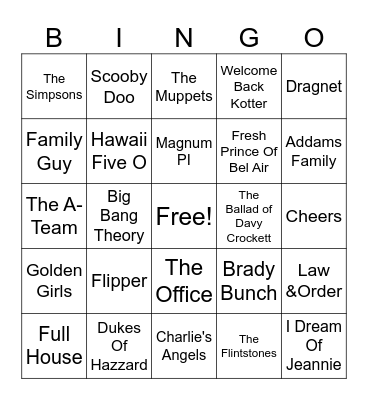 TV Theme Songs Bingo Card
