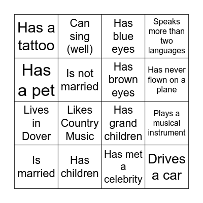 Find Someone Who..... Bingo Card