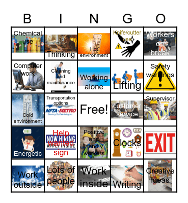 Work Exploration Bingo Card