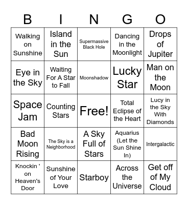 CELESTIAL BODIES Bingo Card