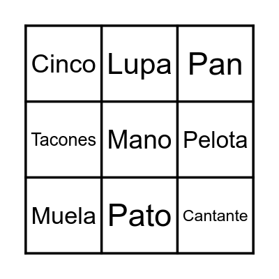 Bingo de palabras Bingo Card