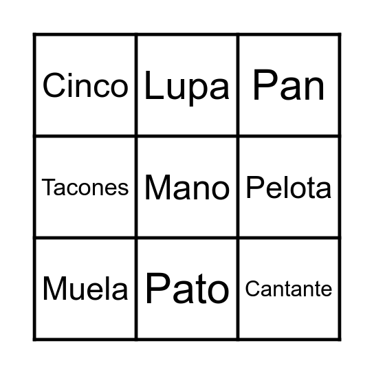 Bingo de palabras Bingo Card