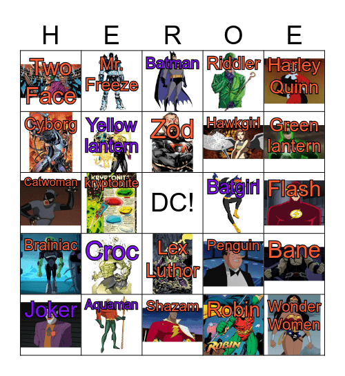 DC Heroes/Villains Bingo Card