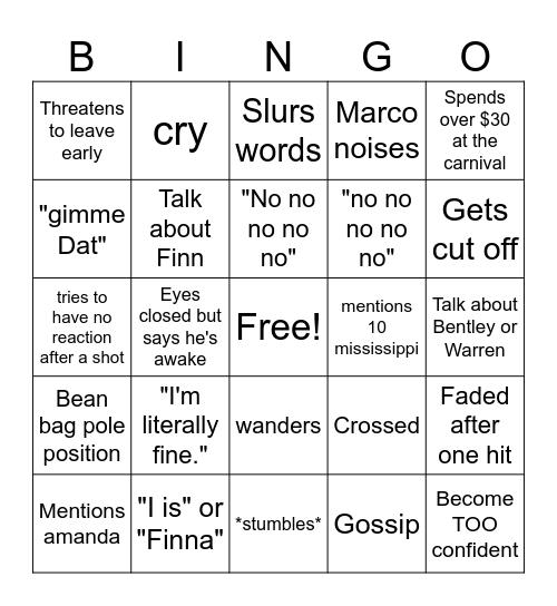 Marco Bingo Card