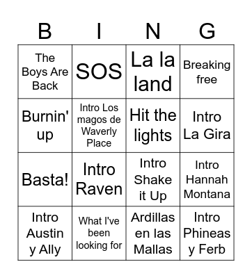 Bingo musical La Comi Bingo Card