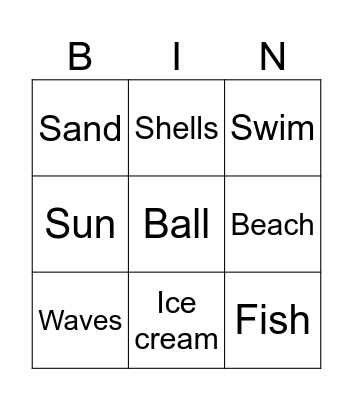 Let's go to the BEACH! Bingo Card