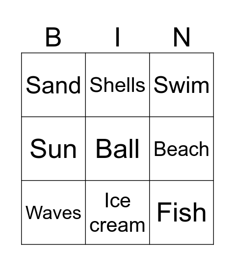 Let's go to the BEACH! Bingo Card
