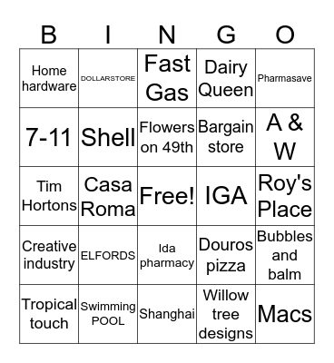 CLARESHOLM BINGO Card