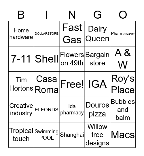 CLARESHOLM BINGO Card