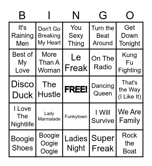 St. George Music Bongo: DISCO Bingo Card