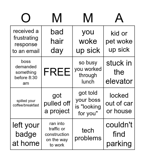 BAD LUCK BINGO FOR FRIDAY THE 13TH Bingo Card